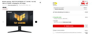 Monitor gaming ASUS TUF VG279QL3A, 27", Full-HD, 1 ms GtG, 180 Hz por 141,10€