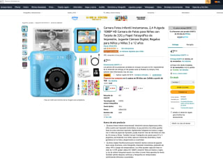 Cámara instantánea marca DDULEOG impresión térmica 1080PHD. SD 32gb+accesorios para colorear fotos+ 3 rollos papel fotográfico por solo 23,99€
