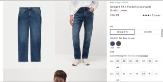Men's Straight Fit 5 Pocket Crosshatch Stretch Jeans - £8