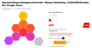 NANOLEAF Shapes Hexagons Starter Kit - 9 stuks Smart Lights RGBW voor €98,99 bij Bol