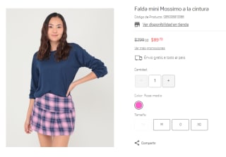 Falda Mini Mossimo a la Cintura por $90 en Suburbia