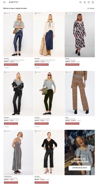 Hasta -75%+20% Extra para Ella en Fifty.