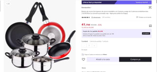 San Ignacio Bateria 5pcs acero inoxidable + Set 3 sartenes Ø16/20/24 cm por 41,75€ (cuenta nueva poor 29,75€)