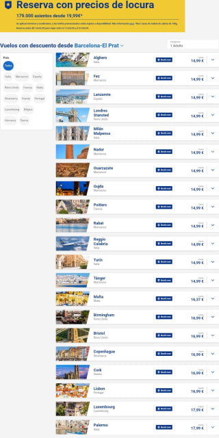 Vuelos con Ryanair desde 19,99€.