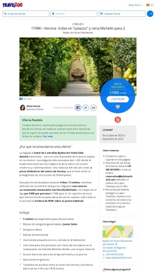 Verona "Palazzo" 5* 4 días + Cena por 1198€ para 2 personas.