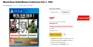 Metal Gear Solid: Master Collection (PS4) voor €39,99 bij Bol