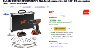 Black&Decker BDCDC18BAFC-QW 18 volt schroef-/boormachine met 2 accu's, 80 acc. en flightcase voor €49,95 na cashback bij Bol