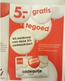 Ontvang €5 Gratis shoptegoed bij een cadeaukaart van €20