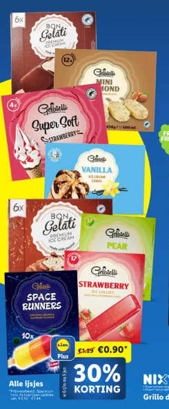 30% korting op alle ijsjes bij de Lidl