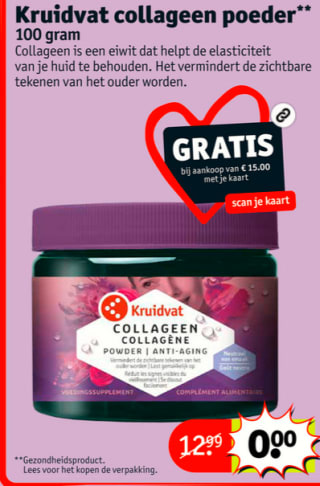 Gratis Kruidvat Collageen Poeder t.w.v. € 12,99 bij Kruidvat