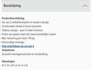 2 eetkamer stoelen voor maar €14,99 bij Lidl