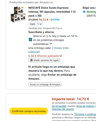 Nescafé Dolce Gusto Espresso Intenso, 90 cápsulas por 14,72€