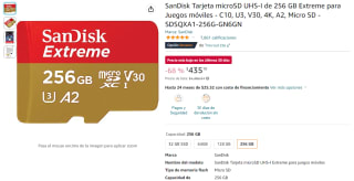Micro SD SanDisk Extreme 256GB por $435 en Amazon