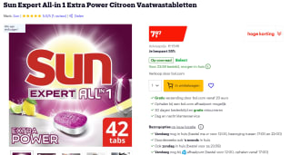 Sun Vaatwastabletten All-in 1 Extra Power 42 stuks voor €7,87 bij bol.com