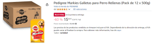 Pack de 12 x 500g de Pedigree Markies Galletas para Perro Rellenas por 13,29€