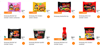 1+1 gratis op alle Samyang Buldak producten bij de AH