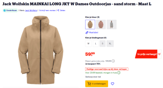 Jack Wolfskin MAINKAI LONG damesjas (maat L) voor €59,99 bij Bol