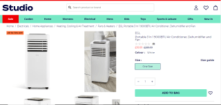 ECG 3-in-1 9000BTU Air Conditioner, Dehumidifier & Fan - £99.99
