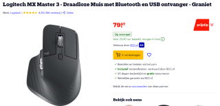 Logitech MX Master 3 Grafiet (met Unifying-ontvanger) voor €79,97 ij Bol.com
