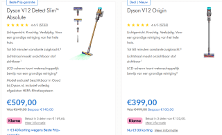 Tot €200 korting op een Dyson stofzuiger tijdens de Dyson Deals Dagen