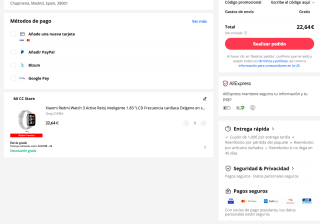 Reloj inteligente Xiaomi Redmi Active 3 1.83 "LCD por solo 22,64€