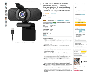 Webcam con Micrófono Cámara Web 1080P HD por solo 9,99€