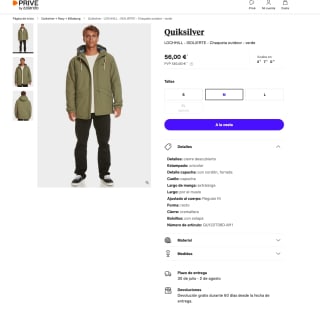 Chaqueta Quiksilver LOCHHILL ISOLIERTE outdoor verde Hombre por solo 56€