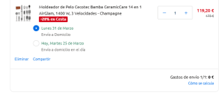 Moldeador de Pelo Cecotec Bamba CeramicCare 14 en 1 AirGlam, 1400 W, 3 Velocidades por 119,20€