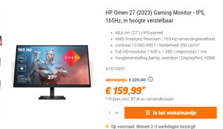 HP OMEN by HP 27 computer monitor 68,6 cm (27") voor €153,99 bij Nbb
