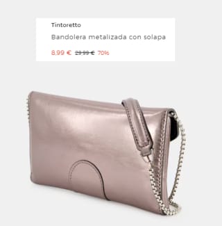 Bandolera metalizada con solapa Tintoretto por 8.99€