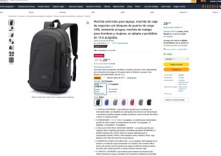 Mochila antirrobo con bloqueo de puerto de carga USB por solo 23,35€
