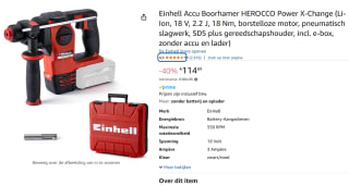 Einhell Professional Accu Boorhamer HEROCCO 18/20 Li Solo voor €114,89 bij Amazon