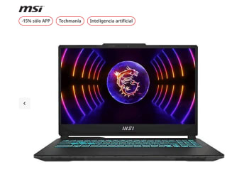 Portátil gaming MSI Cyborg 15 A13VF-838XES 15.6 " FHD Intel Core i5-13420H 16GB RAM 512 GB SSD GeForce RTX 4060 por solo 738,65€