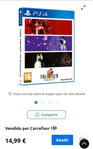 Final Fantasy VIII Remastered PS4 por 14,99€.
