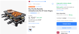 RCA Parrilla Raclette RC-47 por $794 | Descuento Mercado Libre