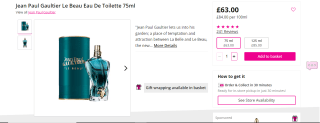 Jean Paul Gaultier Le Beau EDT 75ml - £63