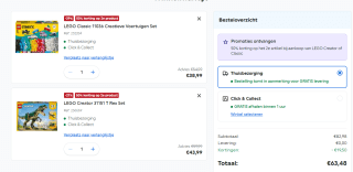 50% korting op het 2e goedkopere LEGO Creator of Classic artikel bij Smyths Toys