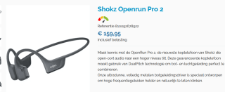 Shokz OpenRun Pro 2 - Bone Conduction - Sporthoofdtelefoon voor €159,99 bij Hopmansfietsgigant