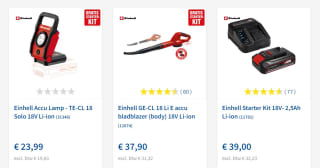 Gratis Einhell Starter Kit 18V- 2,5Ah Li-ion bij geselecteerde Einhell body's bij Toolstation