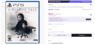Juego PS5 A Plague Tale: Innocence por 18.69€ (Cuenta Nueva 10.63€)