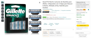 Pack 4 Repuestos GILLETTE Mach3 por $139 en Amazon