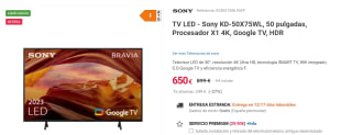 Television LED 50" - Sony BRAVIA 50X75WL, 4K HDR, Smart TV (Google TV), Google Assistant, Alexa, Siri, Bluetooth, Chromecast, Eco, BRAVIA Core, Marco Fino, IA por 630€