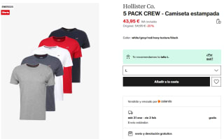 Pack 5 Hollister Camisetas Crew por 35,16€