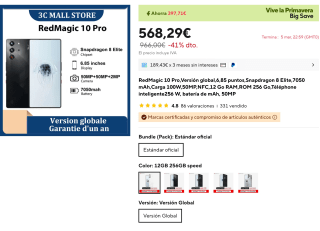 RedMagic 10 Pro,Versión global Por 568,29€