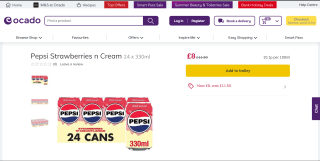 Pepsi Strawberries n Cream or Cream Soda 24 x 330ml - £8