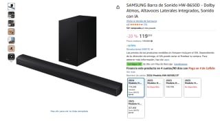 Barra de sonido Samsung HW-B650D/ZF, Bluetooth, Dolby 5.1ch por 119,20€