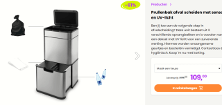 FlinQ Pure Sensor prullenbak voor €109 bij Actievandedag