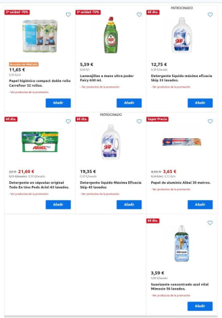 Segunda Unidad al -70% Cuidado de la Ropa y Hogar.