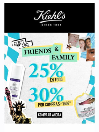 Descuentos en Kiehl's de -25% y -30%.