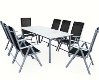 Tuinset Bern 9-delig aluminium matglas in antraciet of zilver voor €449,95